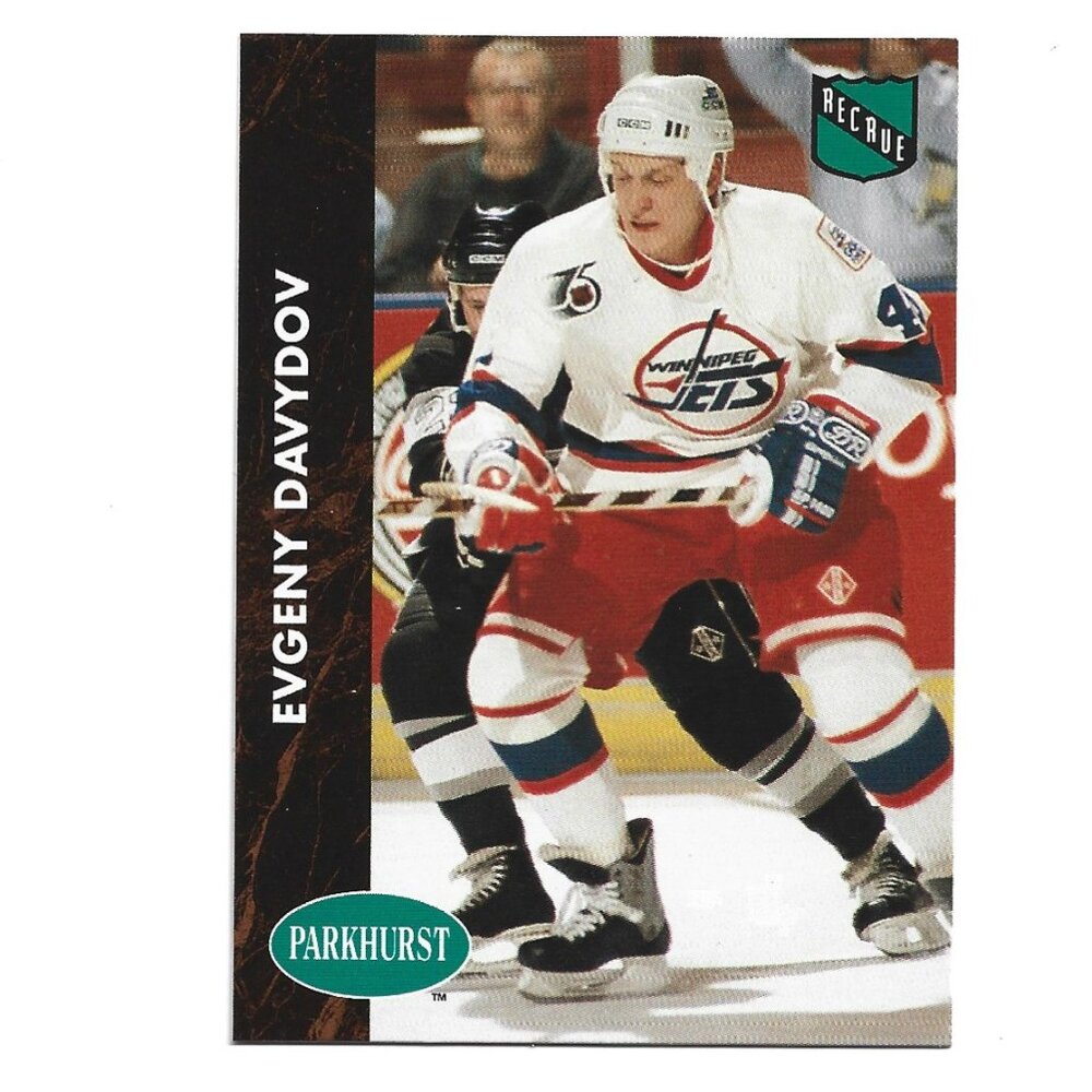 1992 French Parkhurst Evgeny Davydov Winnipeg Jets Rookie Hockey Card [h82]